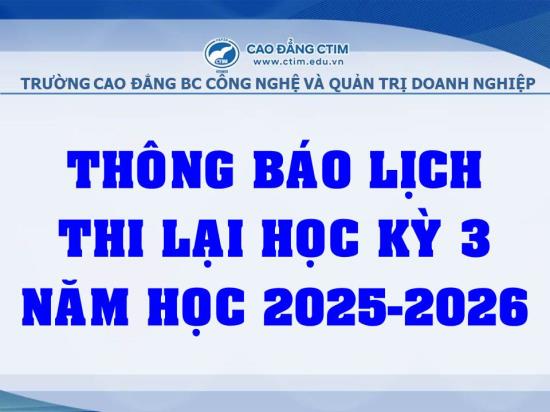 Thông báo lịch thi lại học kỳ 3 năm học 2025-2026